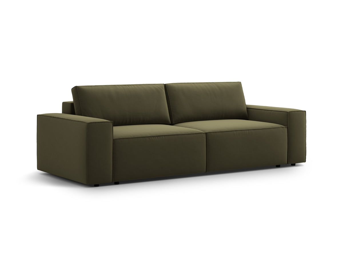 Jodie Velour Sofa mit Schlaffunktion und Stauraumbox 3 Sitzer in Green-Bluvel präsentiert im Onlineshop von KAQTU Design AG. Bettsofa ist von Micadoni