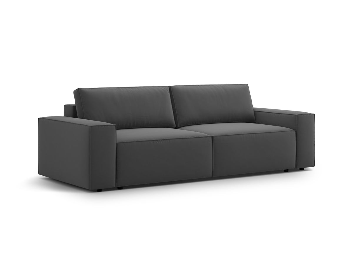 Jodie Velour Sofa mit Schlaffunktion und Stauraumbox 3 Sitzer in Grey-Bluvel präsentiert im Onlineshop von KAQTU Design AG. Bettsofa ist von Micadoni