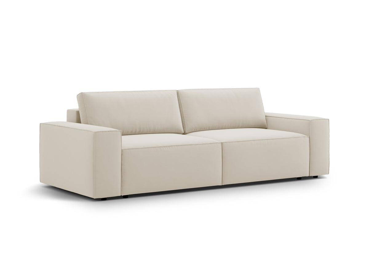 Jodie Velour Sofa mit Schlaffunktion und Stauraumbox 3 Sitzer in Dark Beige-Bluvel präsentiert im Onlineshop von KAQTU Design AG. Bettsofa ist von Micadoni