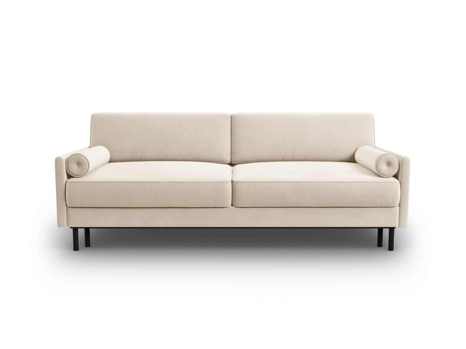 Scott Velour Sofa mit Schlaffunktion und Stauraum 3 Sitzer in Light Beige-Bluvel präsentiert im Onlineshop von KAQTU Design AG. Bettsofa ist von Micadoni