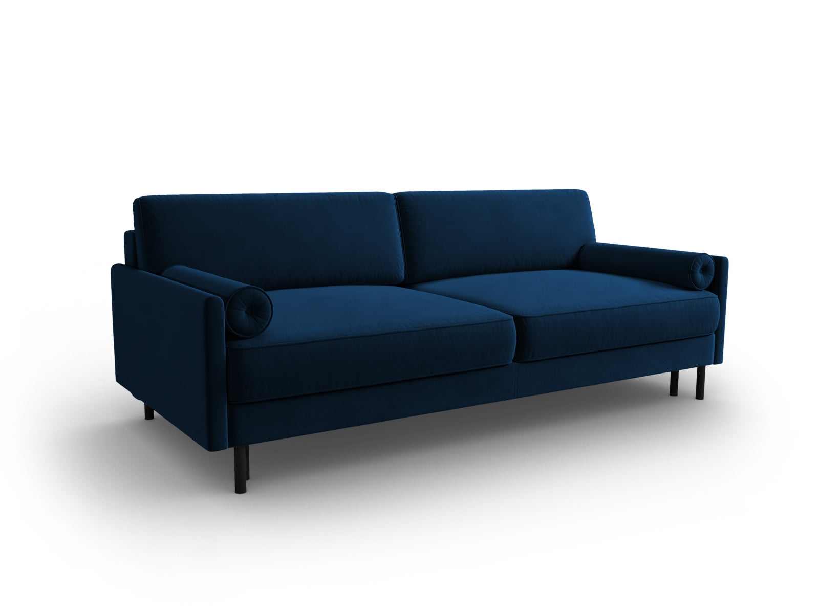 Modernes 3-Sitzer Bettsofa in Royal Blue aus Velours, bietet Komfort, Schlaffunktion und praktischen Stauraum für Ihr Zuhause.