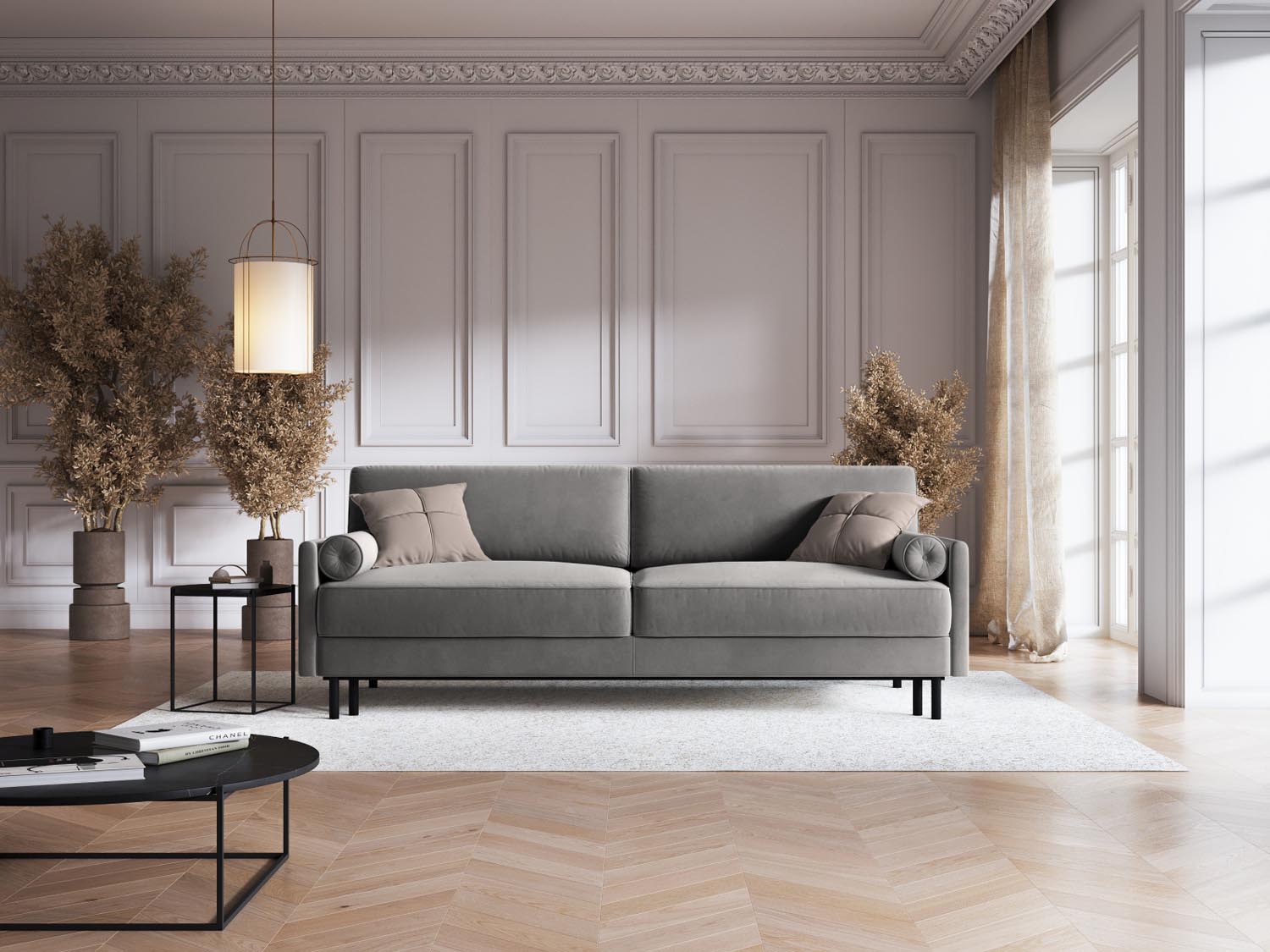 Entdecken Sie das elegante Scott Velour Sofa von Micadoni: 3-Sitzer mit cleverer Schlaffunktion und praktischem Stauraum – perfekt für jedes Wohnzimmer!