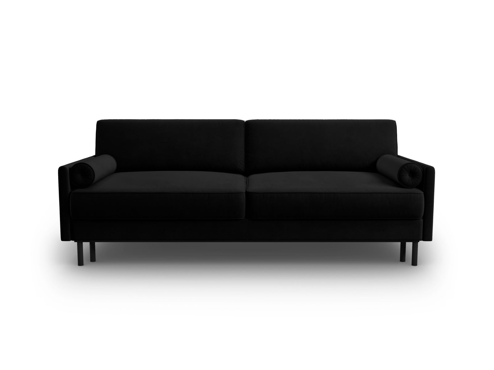 Scott Velour Sofa mit Schlaffunktion und Stauraum 3 Sitzer in Black-Bluvel präsentiert im Onlineshop von KAQTU Design AG. Bettsofa ist von Micadoni