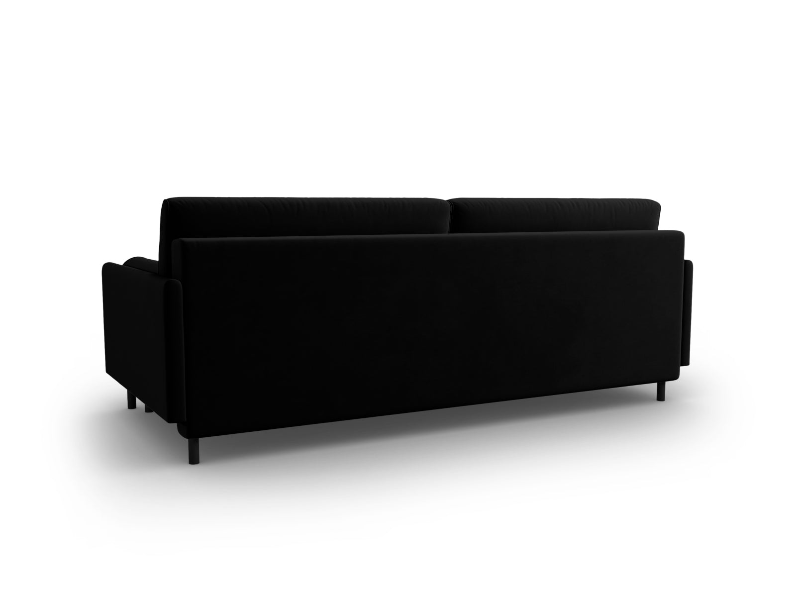 Elegantes 3-Sitzer Bettsofa aus hochwertigem Velours, ideal für Gästeübernachtungen und mit praktischem Stauraum für Ihre Wohnaccessoires.
