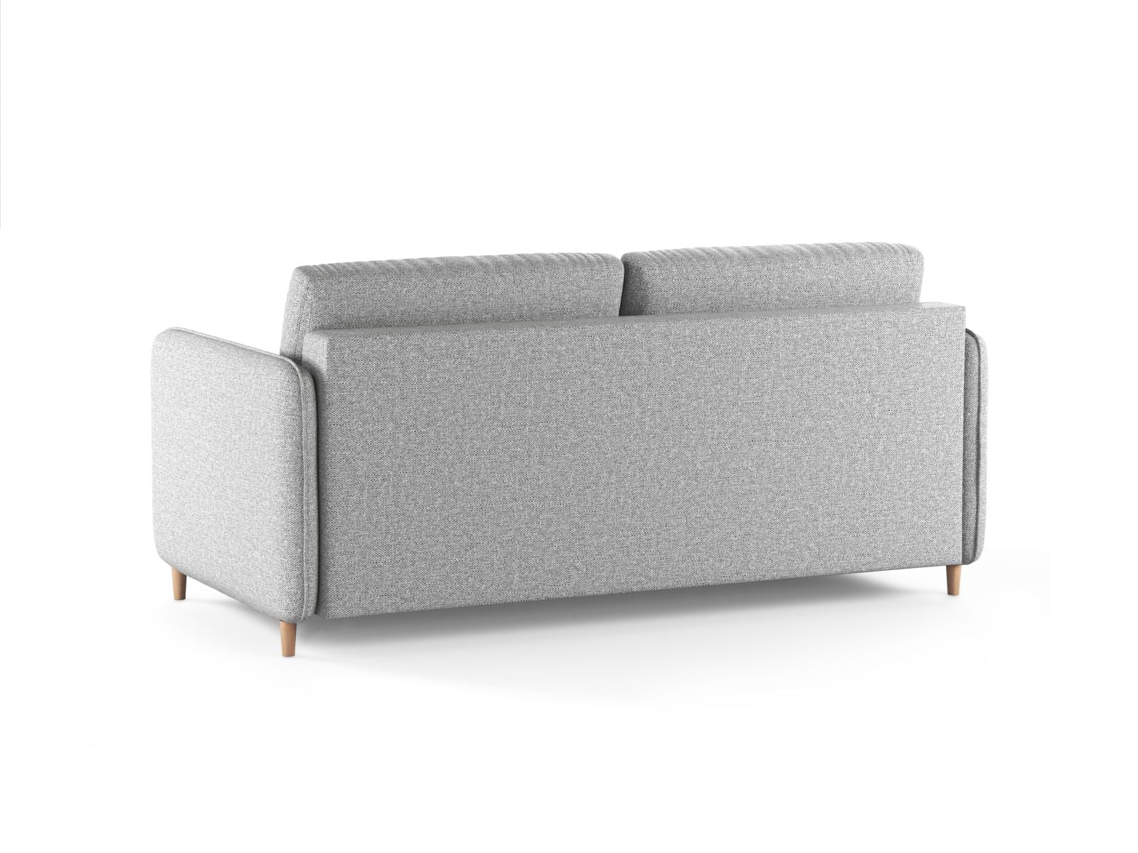 Modernes 3-Sitzer Sofa Simo in elegantem Grau, vielseitig einsetzbar als gemütliches Sofa und komfortables Bett für Gäste.