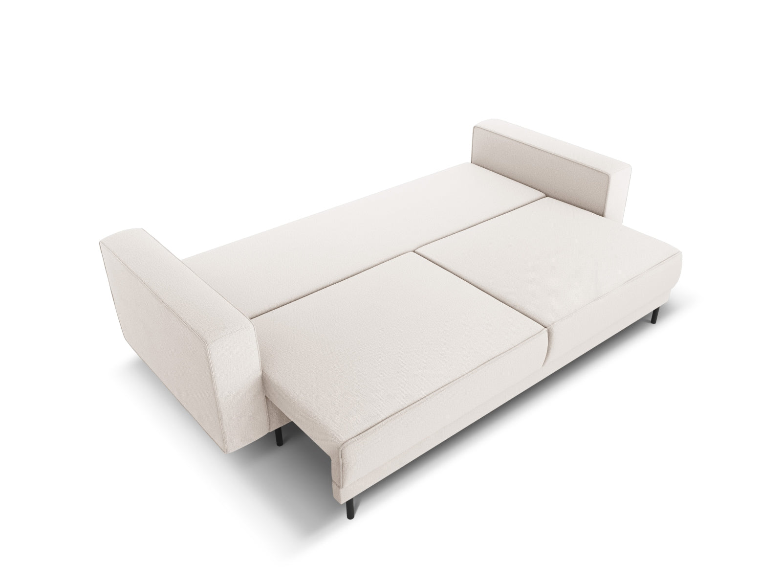 Elegantes Caro Sofa in sanftem Beige, ideal als Bettsofa mit praktischer Schlaffunktion und cleverem Stauraum für mehr Ordnung.