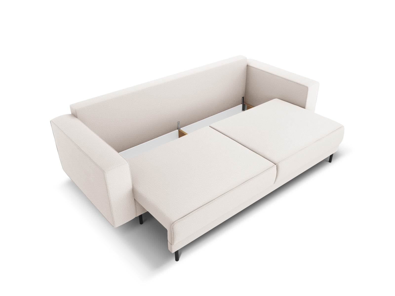 Modernes 3-Sitzer Caro Sofa in stilvollem Beige, vielseitig einsetzbar mit Schlaffunktion und integriertem Stauraum für zusätzlichen Komfort.