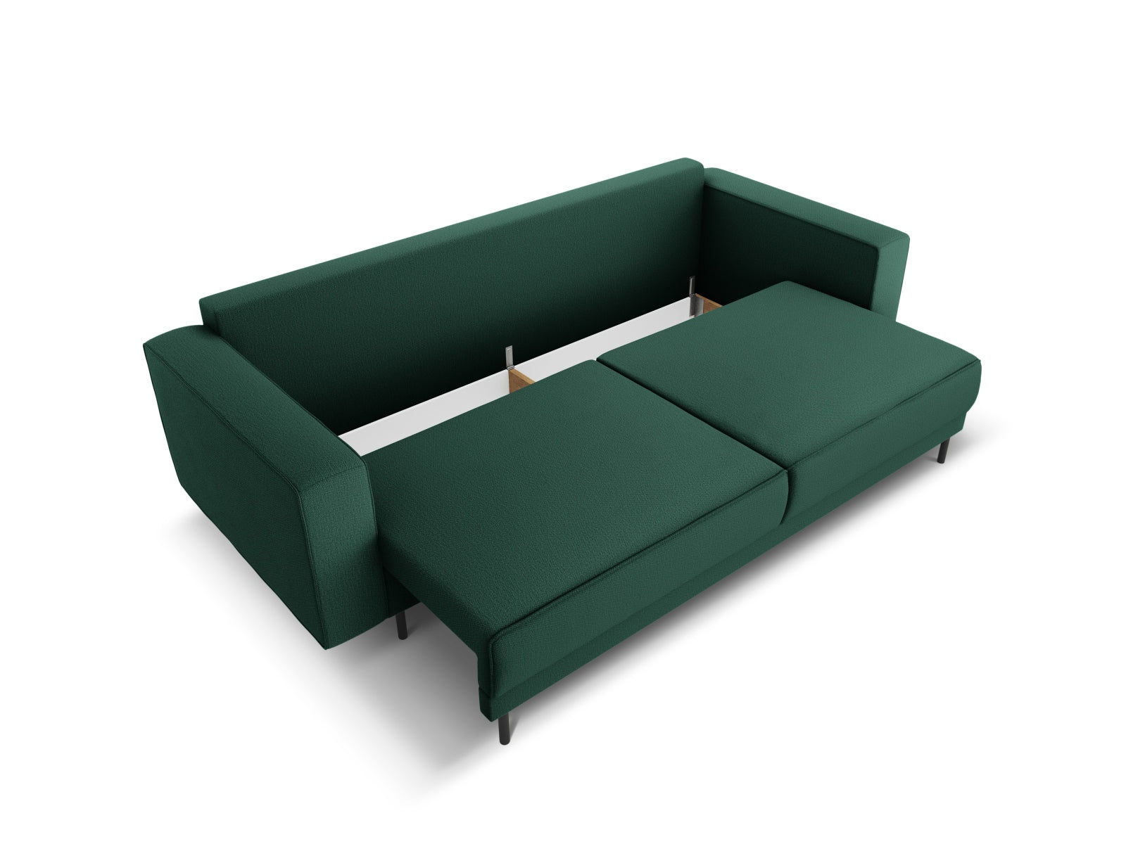 Modernes Bettsofa Caro in ansprechendem Grün, 3-Sitzer mit cleverer Schlaffunktion und integriertem Stauraum für zusätzlichen Komfort.
