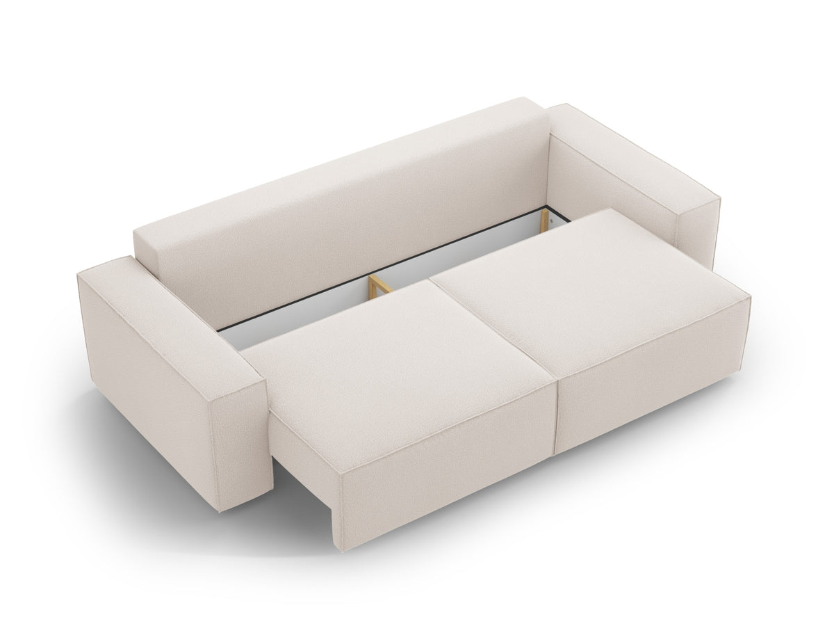 Jodie Sofa mit Schlaffunktion und Stauraumbox 3 Sitzer in Light Beige-Megan präsentiert im Onlineshop von KAQTU Design AG. Bettsofa ist von Micadoni