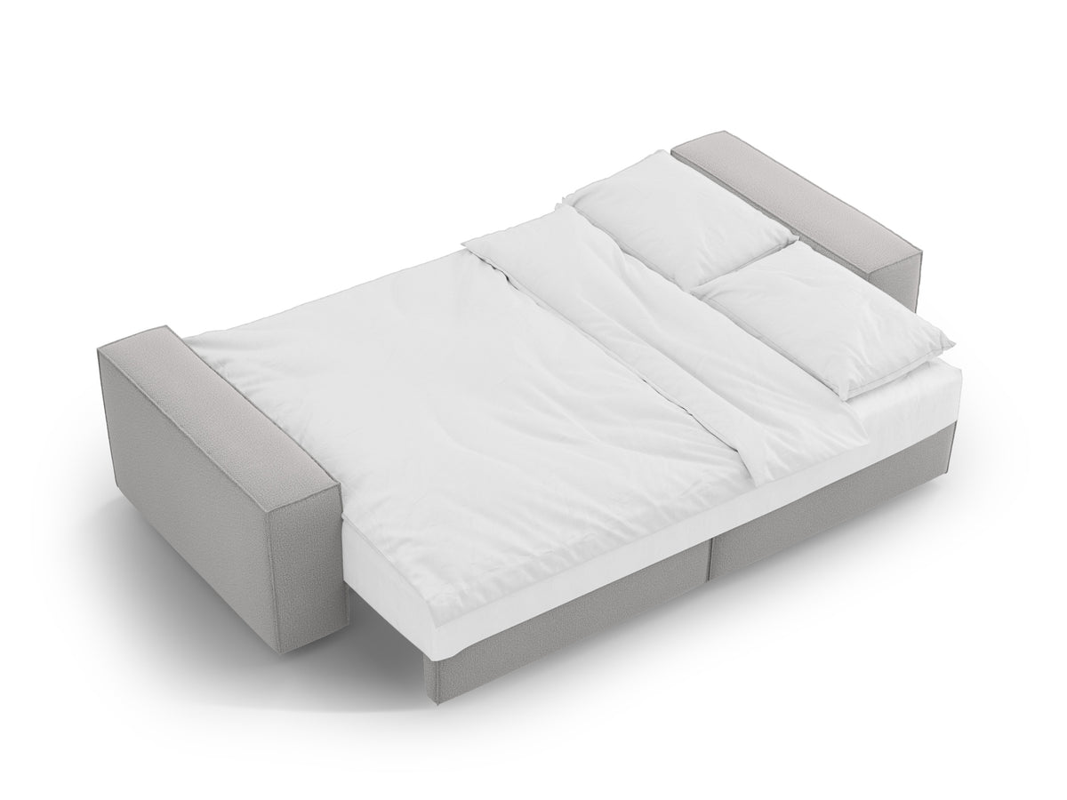 Jodie Sofa mit Schlaffunktion und Stauraumbox 3 Sitzer in Light Grey-Megan präsentiert im Onlineshop von KAQTU Design AG. Bettsofa ist von Micadoni
