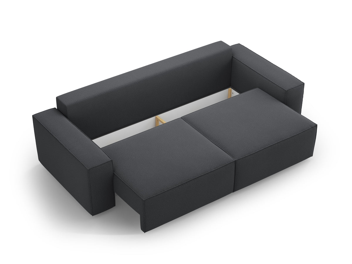 Jodie Sofa mit Schlaffunktion und Stauraumbox 3 Sitzer in Dark Grey-Megan präsentiert im Onlineshop von KAQTU Design AG. Bettsofa ist von Micadoni