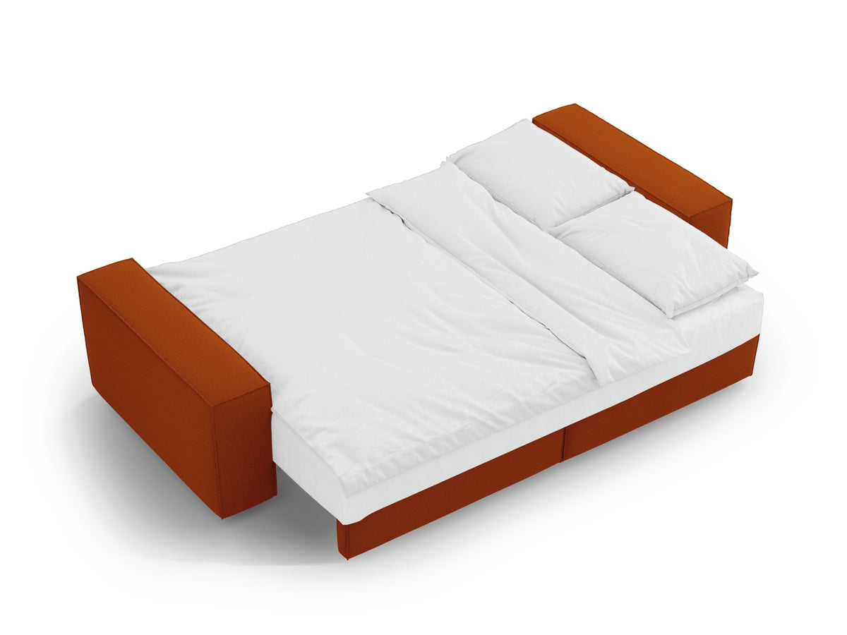 Jodie Sofa mit Schlaffunktion und Stauraumbox 3 Sitzer in Terracotta-Megan präsentiert im Onlineshop von KAQTU Design AG. Bettsofa ist von Micadoni