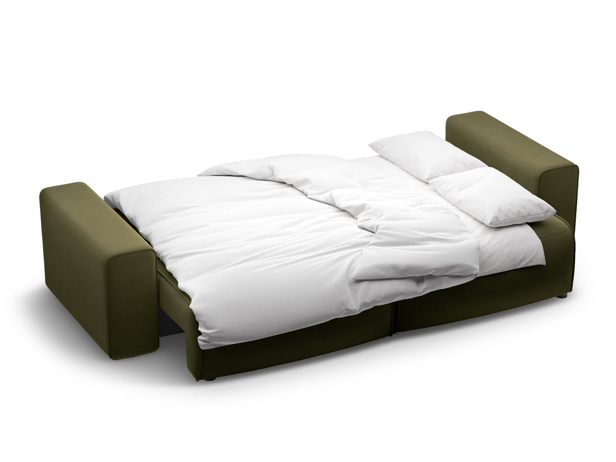 3-Sitzer Sofa Victor mit Schlaffunktion und Stauraum in Moss Green Melange-Paris präsentiert im Onlineshop von KAQTU Design AG. Bettsofa ist von Micadoni