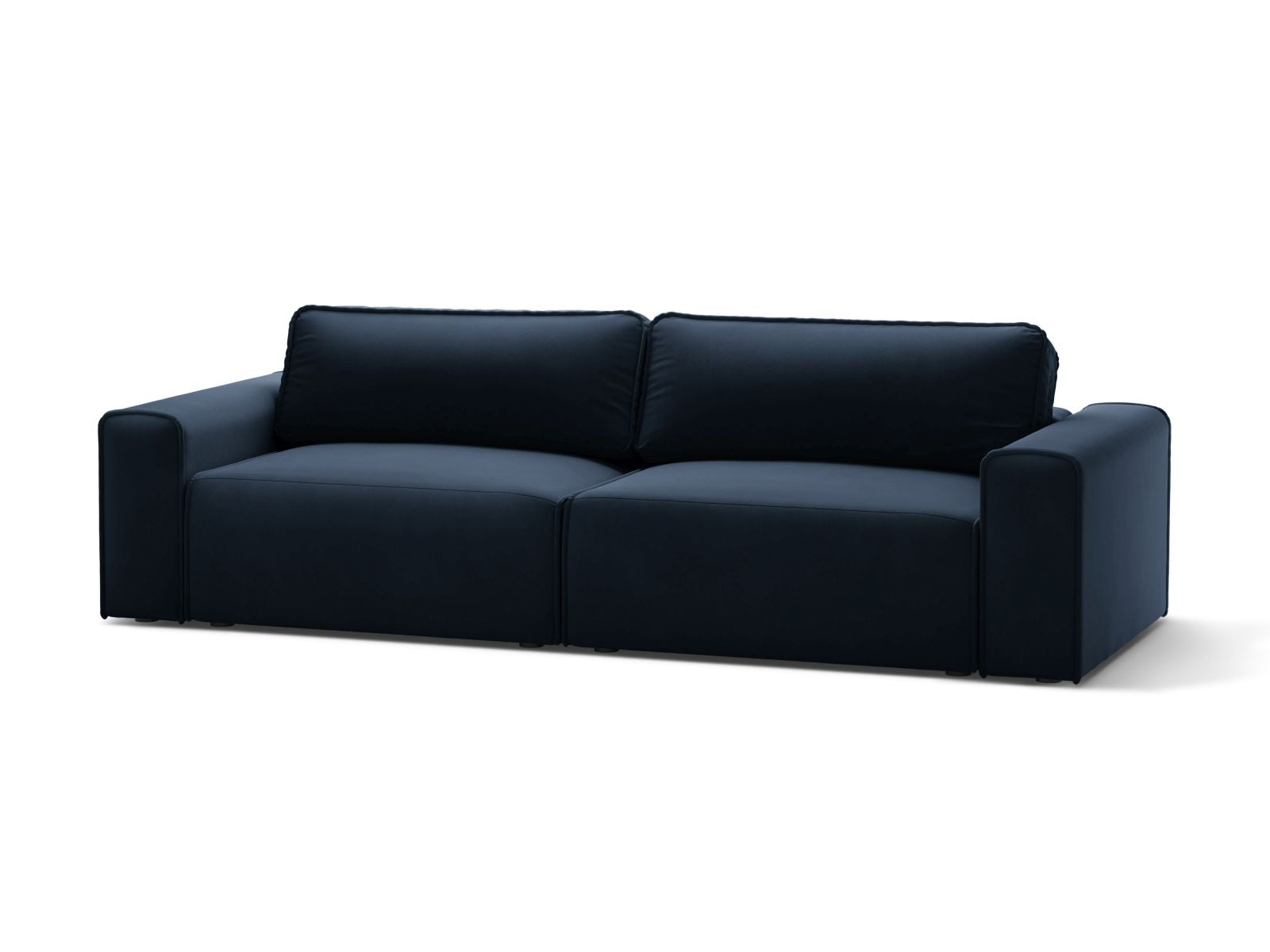 Elegantes 3-Sitzer Sofa Victor in Dunkelblau, ideal als Bettsofa mit praktischer Schlaffunktion und Stauraum für Ihr Zuhause.