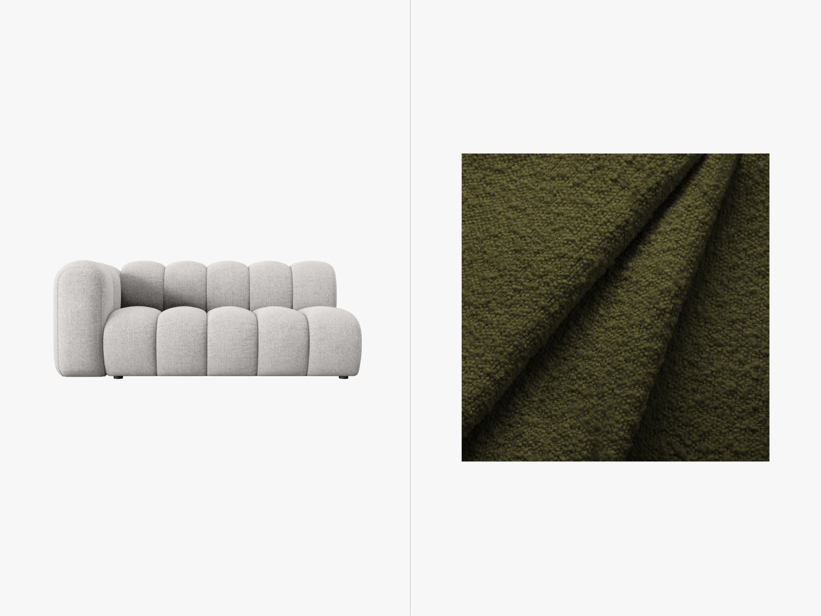 Lupine Boucle Modular Sofa links 3 Sitzer in Dark Olive Green-Baloo präsentiert im Onlineshop von KAQTU Design AG. Modulares Sofa ist von Micadoni