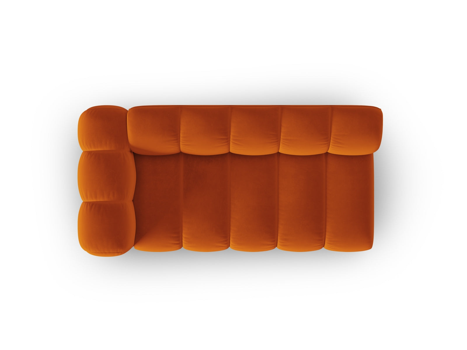 Elegantes, linksseitiges 3-Sitzer Sofa Lupine Velour in sanftem Terracotta, ideal für moderne und anpassbare Wohnräume von Micadoni.