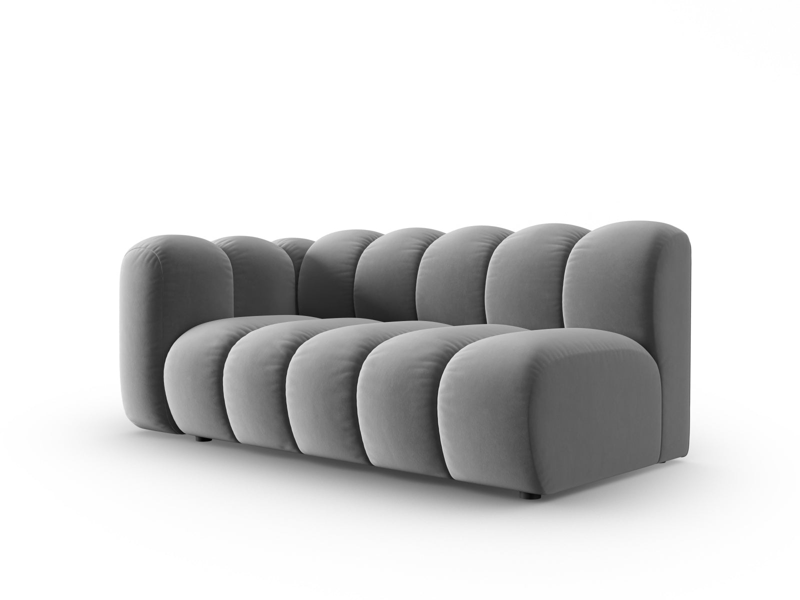 Elegantes Lupine Velour 3-Sitzer Sofa in Grau, linksseitig, ideal für moderne Wohnräume, erhältlich bei KAQTU Design AG.
