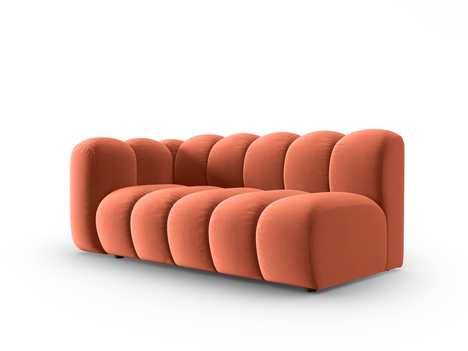 Elegantes Lupine Velour 3-Sitzer Sofa in Coral-Salvador, linksseitig, ideal für moderne Wohnräume, von Micadoni.