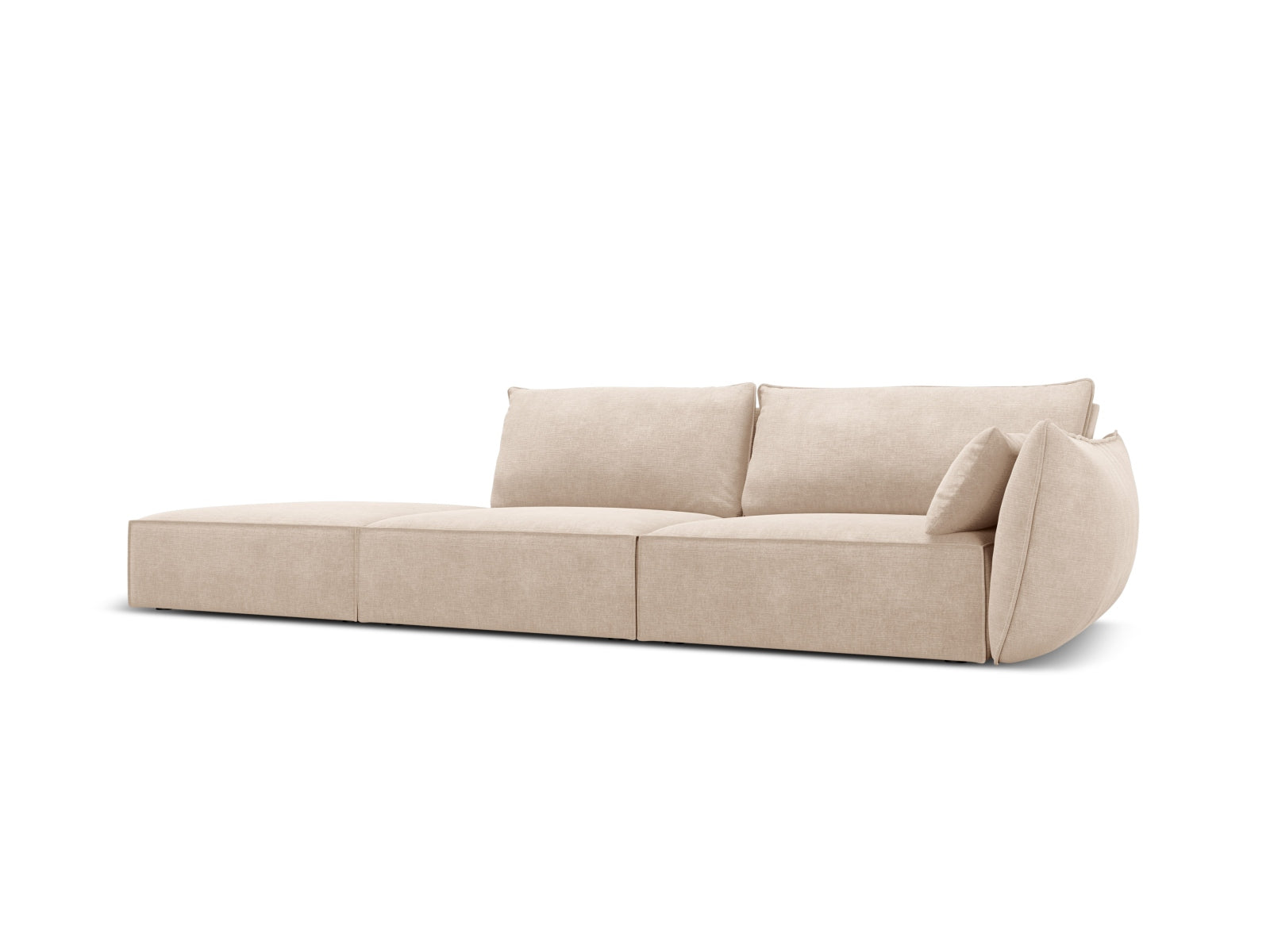 Beige Kaelle Sofa links 4 Sitzer von Micadoni, stilvolles L-Sofa mit modernem Design, ideal für gemütliche Wohnräume.