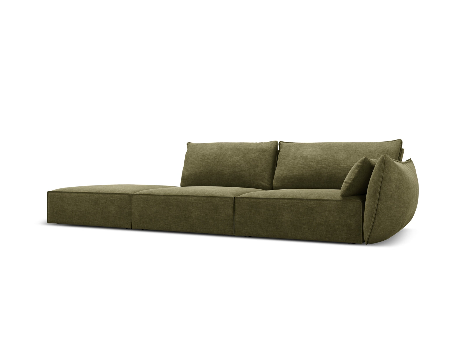 Elegantes Kaelle Sofa links, 4-Sitzer in stilvollem Grün, ideal für moderne Wohnräume. Hochwertige Verarbeitung von Micadoni.