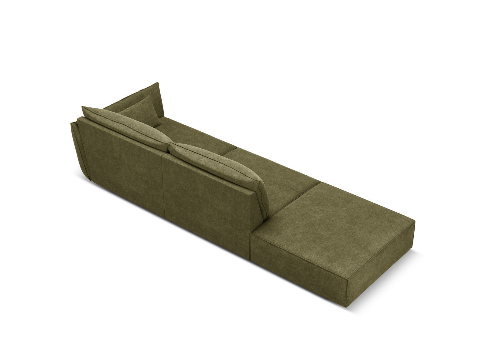 Stylisches 4-Sitzer L-Sofa Kaelle in ansprechendem Grünton, perfekt für zeitgemäße Wohnkonzepte. Hochwertige Materialien von Micadoni.