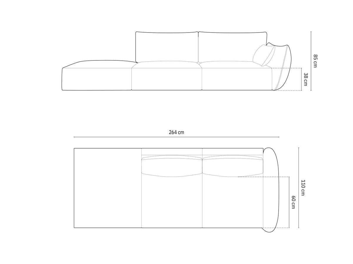 Kaelle Sofa links 4 Sitzer in Light Grey-Over The Horizon präsentiert im Onlineshop von KAQTU Design AG. L-Sofa links ist von Micadoni