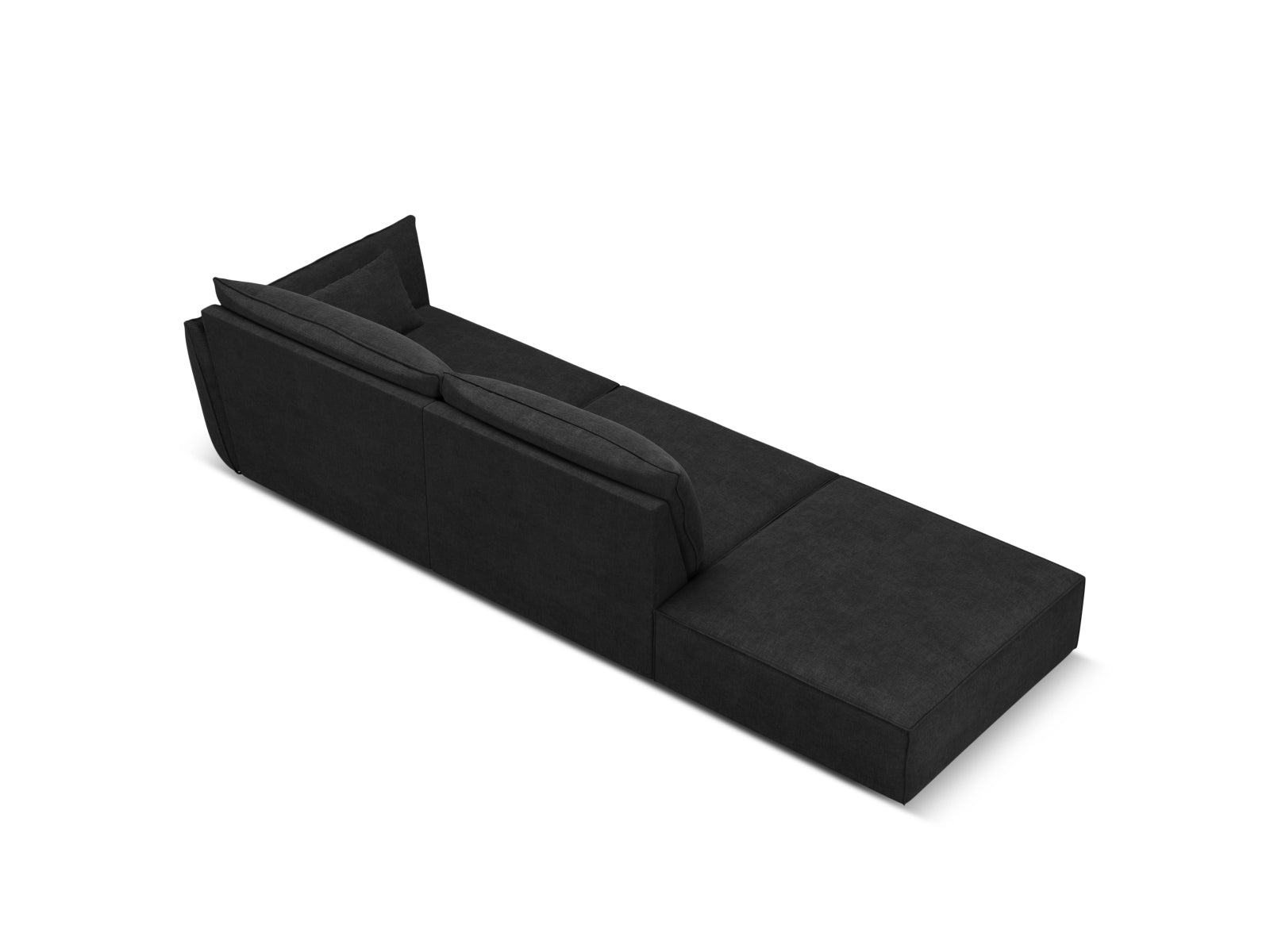 Stylisches 4-Sitzer L-Sofa Kaelle in edlem Schwarz, perfekt für zeitgemäße Wohnkonzepte. Hochwertige Materialien von Micadoni.