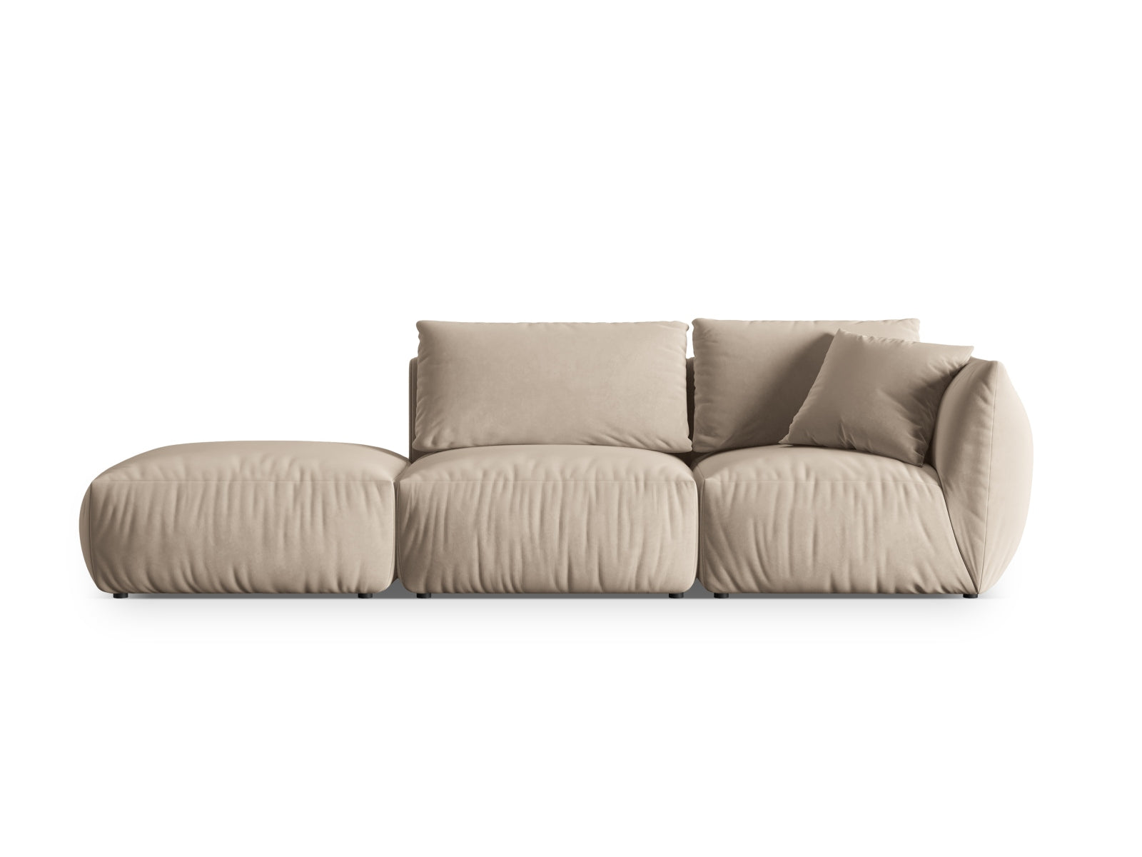 Chris Velour links Modular Sofa 3 Sitzer in Ecru präsentiert im Onlineshop von KAQTU Design AG. 3er Sofa ist von Micadoni