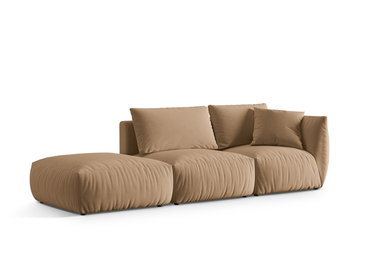 Chris Velour links Modular Sofa 3 Sitzer in Sand-Casino präsentiert im Onlineshop von KAQTU Design AG. 3er Sofa ist von Micadoni