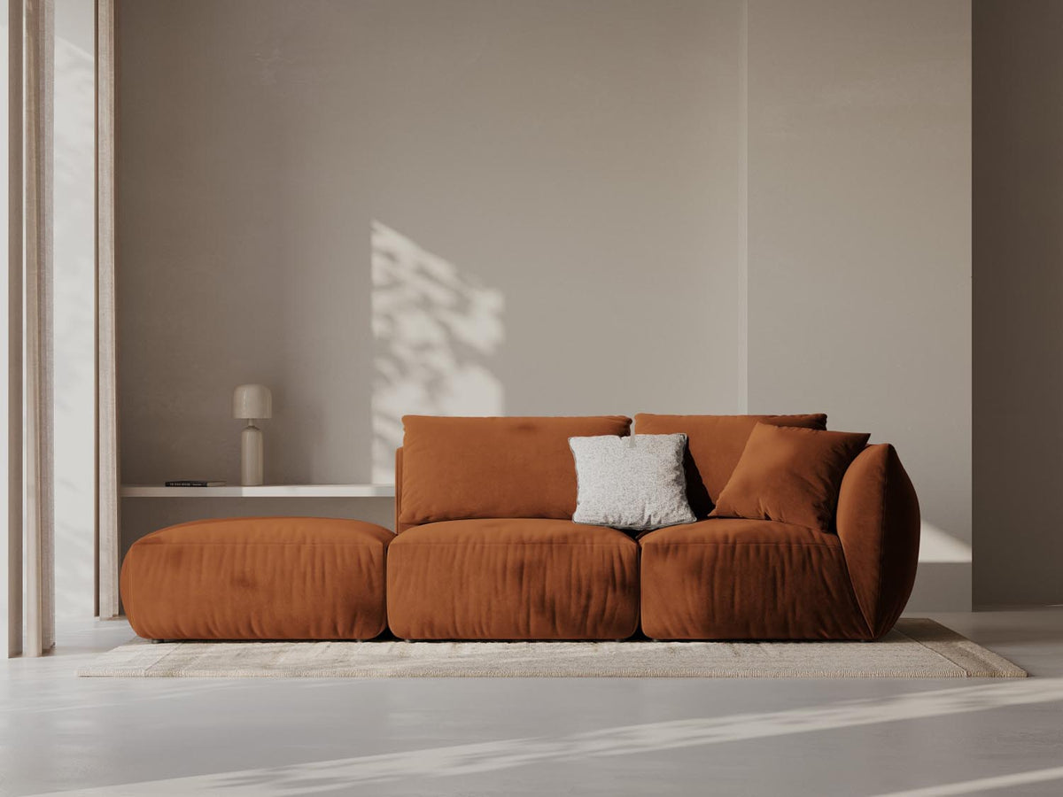 Chris Velour links Modular Sofa 3 Sitzer in Terracotta-Casino präsentiert im Onlineshop von KAQTU Design AG. 3er Sofa ist von Micadoni