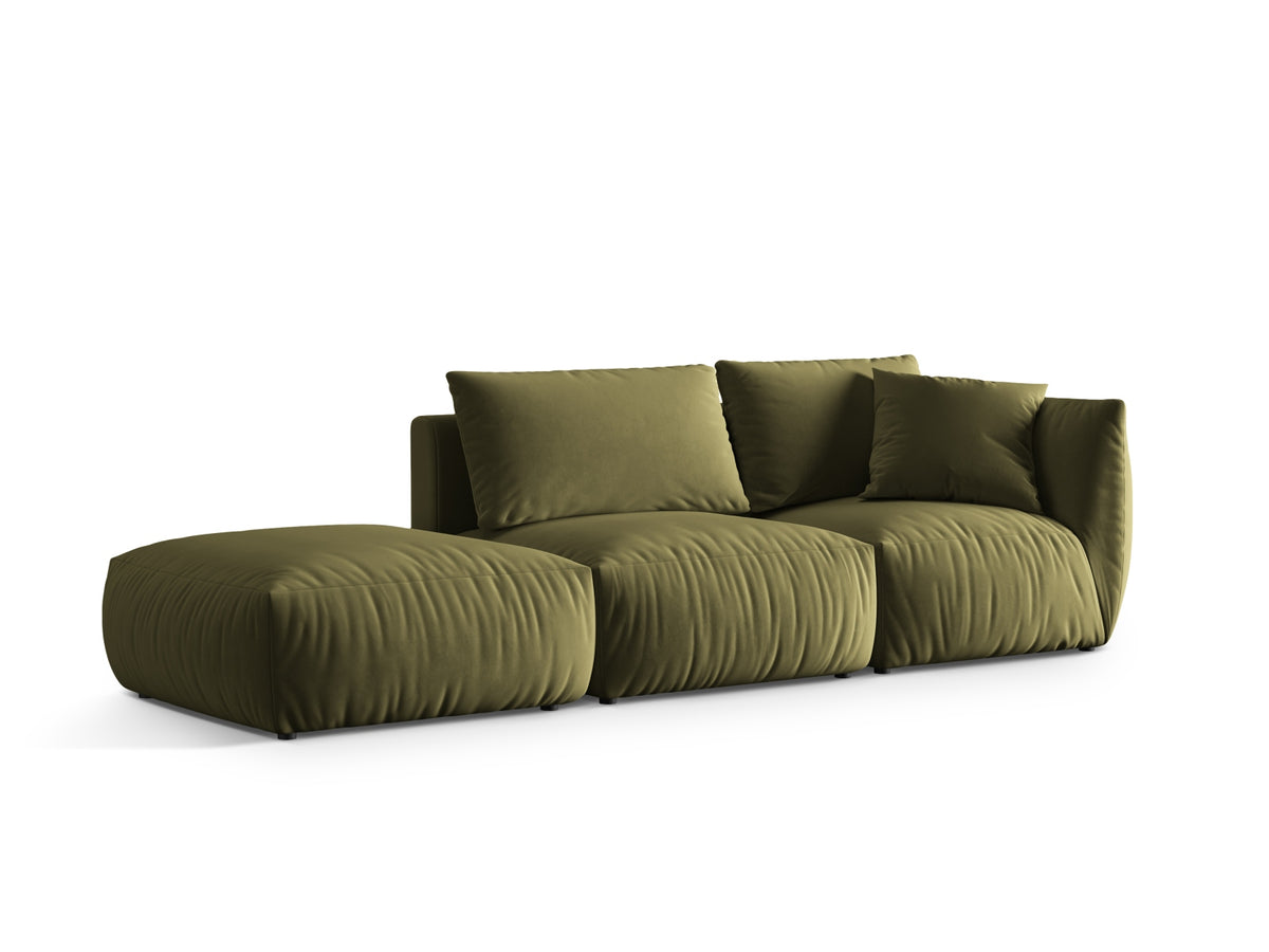 Chris Velour links Modular Sofa 3 Sitzer in Light Green-Casino präsentiert im Onlineshop von KAQTU Design AG. 3er Sofa ist von Micadoni