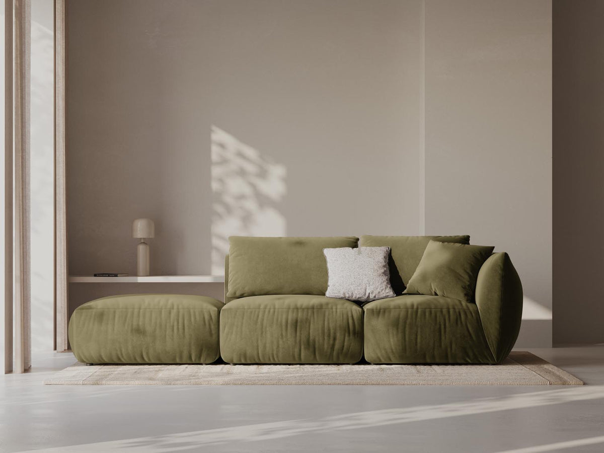 Chris Velour links Modular Sofa 3 Sitzer in Light Green-Casino präsentiert im Onlineshop von KAQTU Design AG. 3er Sofa ist von Micadoni