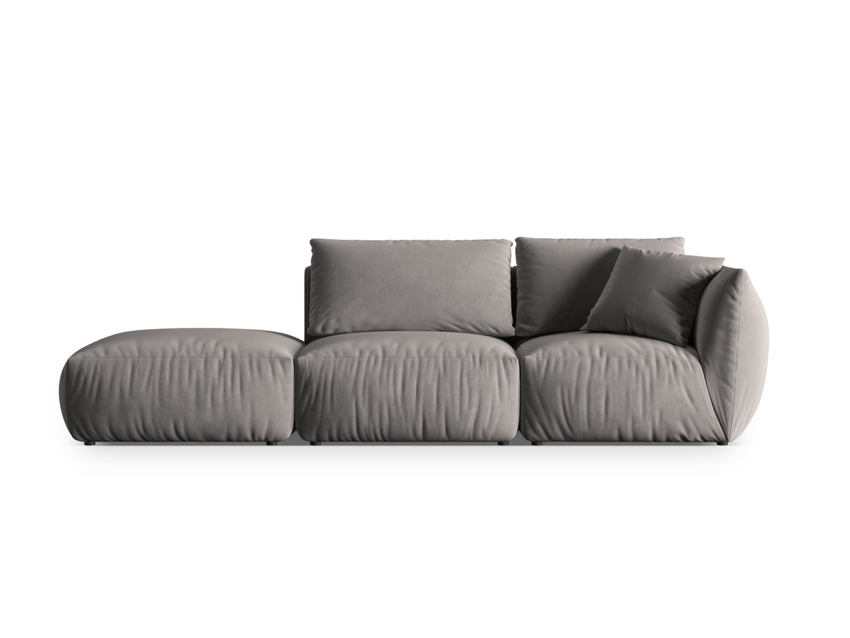 Chris Velour links Modular Sofa 3 Sitzer in Grey-Casino präsentiert im Onlineshop von KAQTU Design AG. 3er Sofa ist von Micadoni