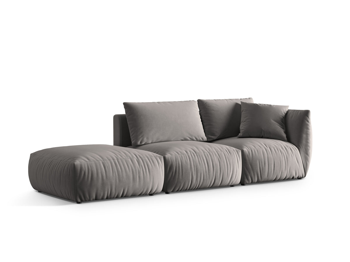 Chris Velour links Modular Sofa 3 Sitzer in Grey-Casino präsentiert im Onlineshop von KAQTU Design AG. 3er Sofa ist von Micadoni