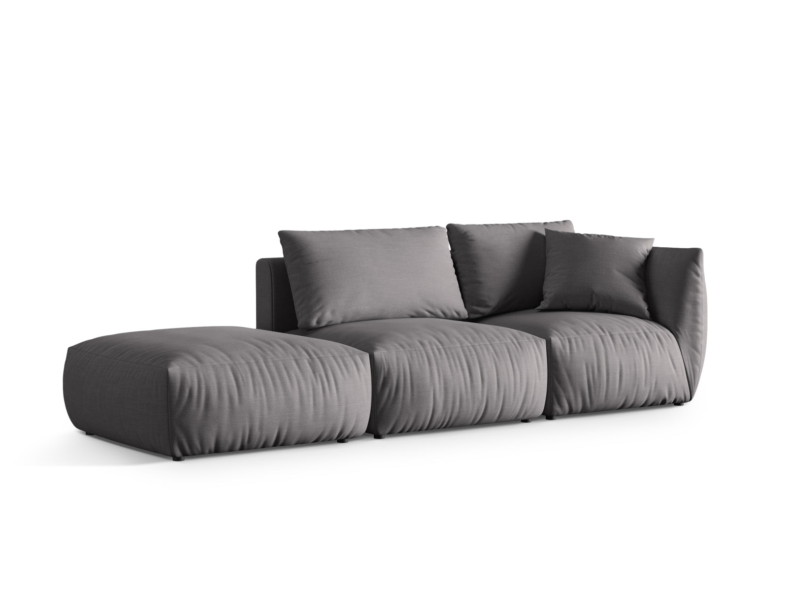 Modernes Chris Modular Sofa links 3 Sitzer in sanften Sandtönen, perfekt für gemütliche und stilvolle Wohnambiente von Micadoni.