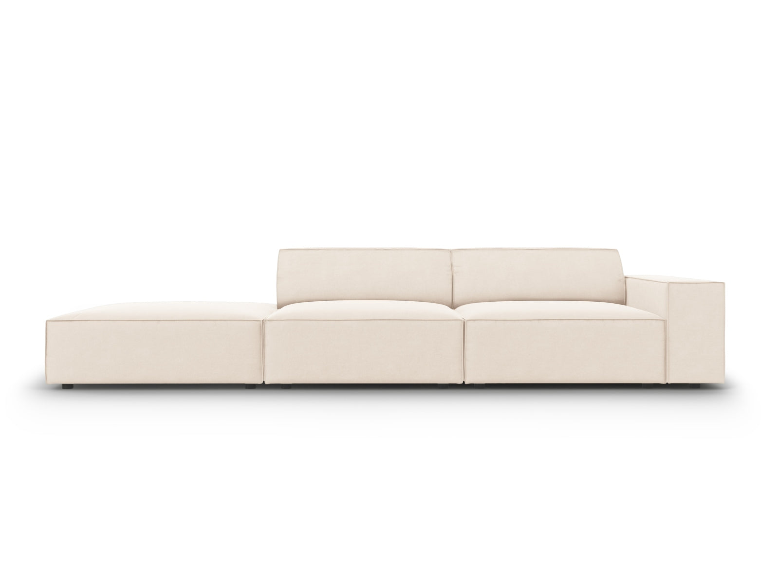 Jodie Velour modulares Sofa links 3 Sitzer in Light Beige-Bluvel präsentiert im Onlineshop von KAQTU Design AG. L-Sofa links ist von Micadoni