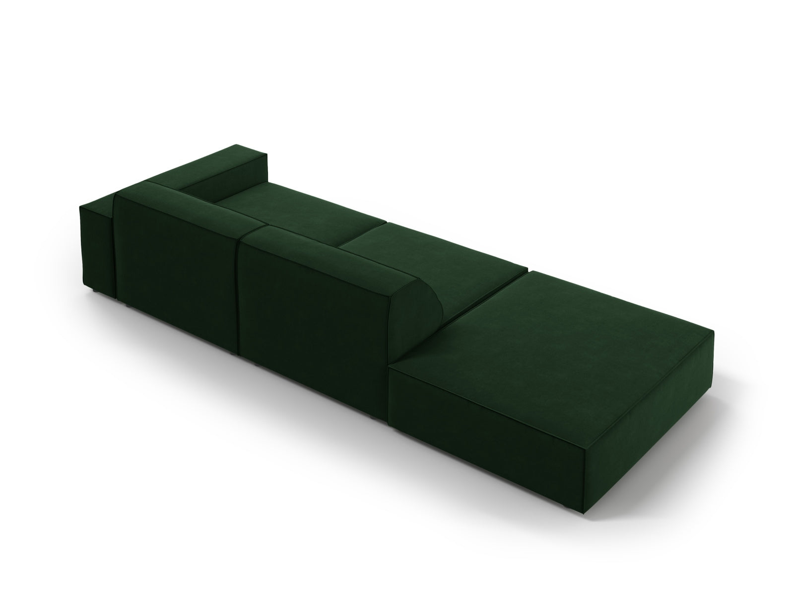 Modulares 3-Sitzer Sofa Jodie in edlem Flaschengrün, perfekt für moderne Wohnkonzepte und entspannte Stunden im Wohnzimmer.
