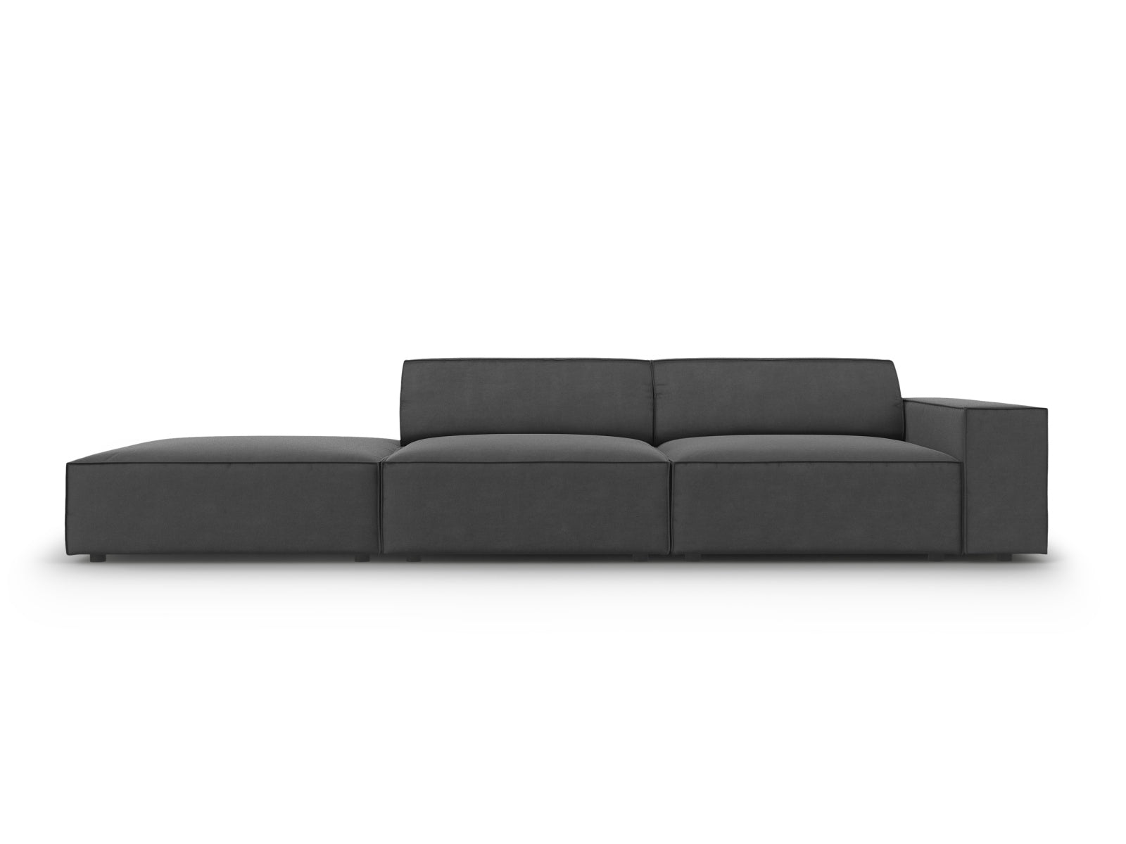 Jodie Velour modulares Sofa links 3 Sitzer in Grey-Bluvel präsentiert im Onlineshop von KAQTU Design AG. L-Sofa links ist von Micadoni