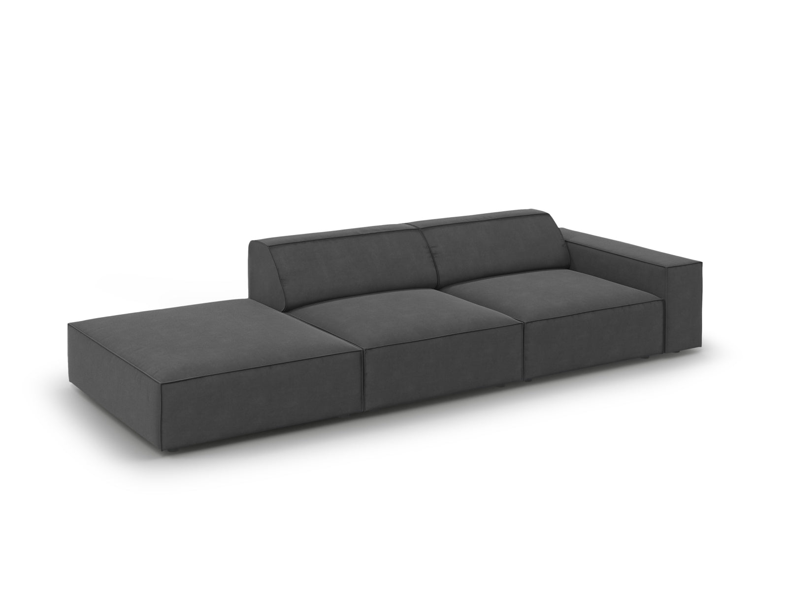Erleben Sie das Jodie Velour 3-Sitzer Sofa von Micadoni – ein elegantes, modulares Möbelstück, das Komfort und Stil in Ihr Zuhause bringt.