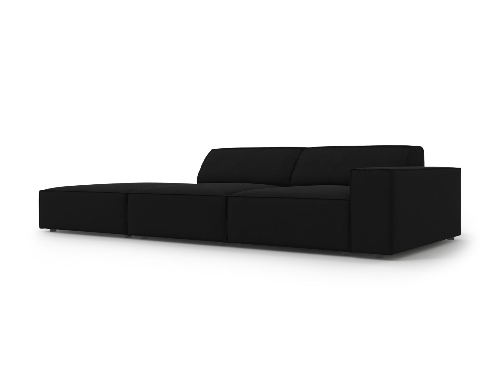 Elegantes, modulares 3-Sitzer Sofa Jodie aus weichem Velours, linksseitig, ideal für stilvolle Wohnräume von Micadoni.