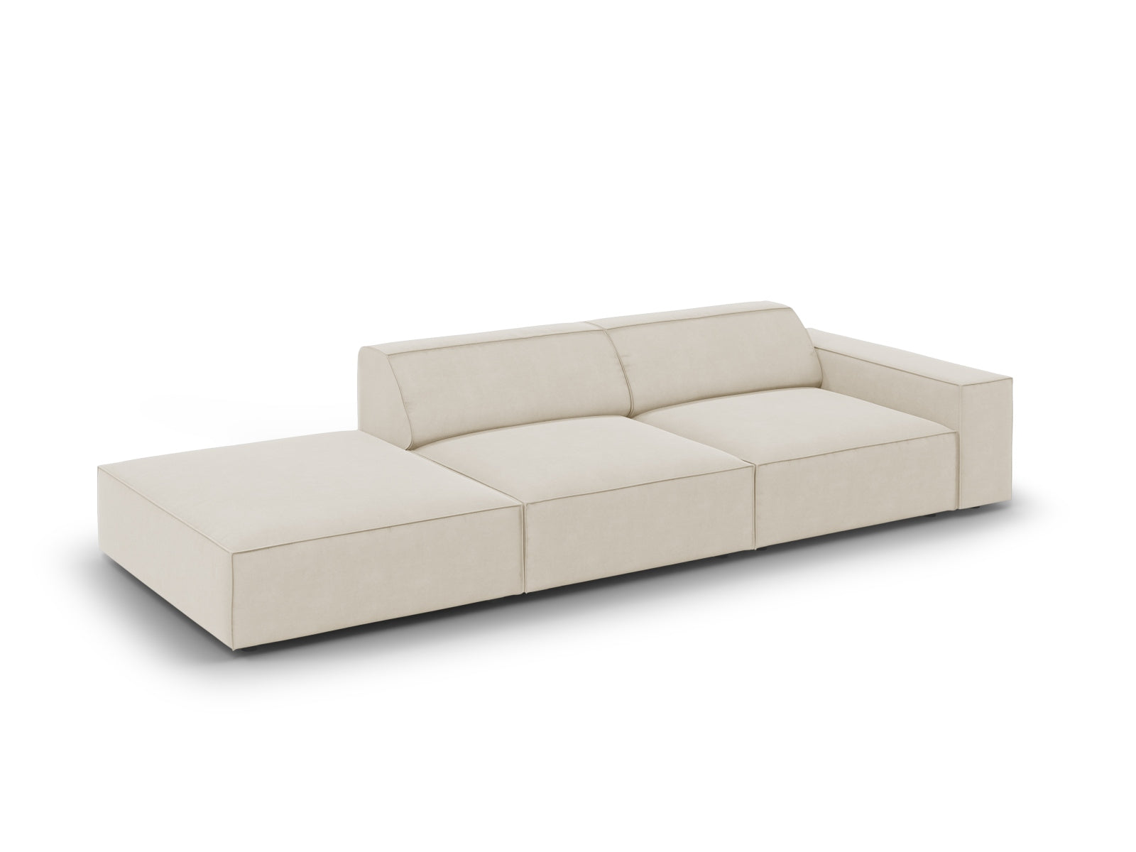 Erleben Sie das Jodie Velour 3-Sitzer Sofa von Micadoni – ein elegantes, modulares Möbelstück, das Komfort und Stil in Ihr Zuhause bringt.