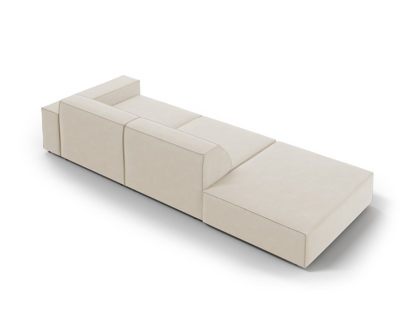 Modulares 3-Sitzer Sofa Jodie in edlem Dunkelbeige, linksseitig, aus luxuriösem Velours für ein modernes und gemütliches Zuhause.