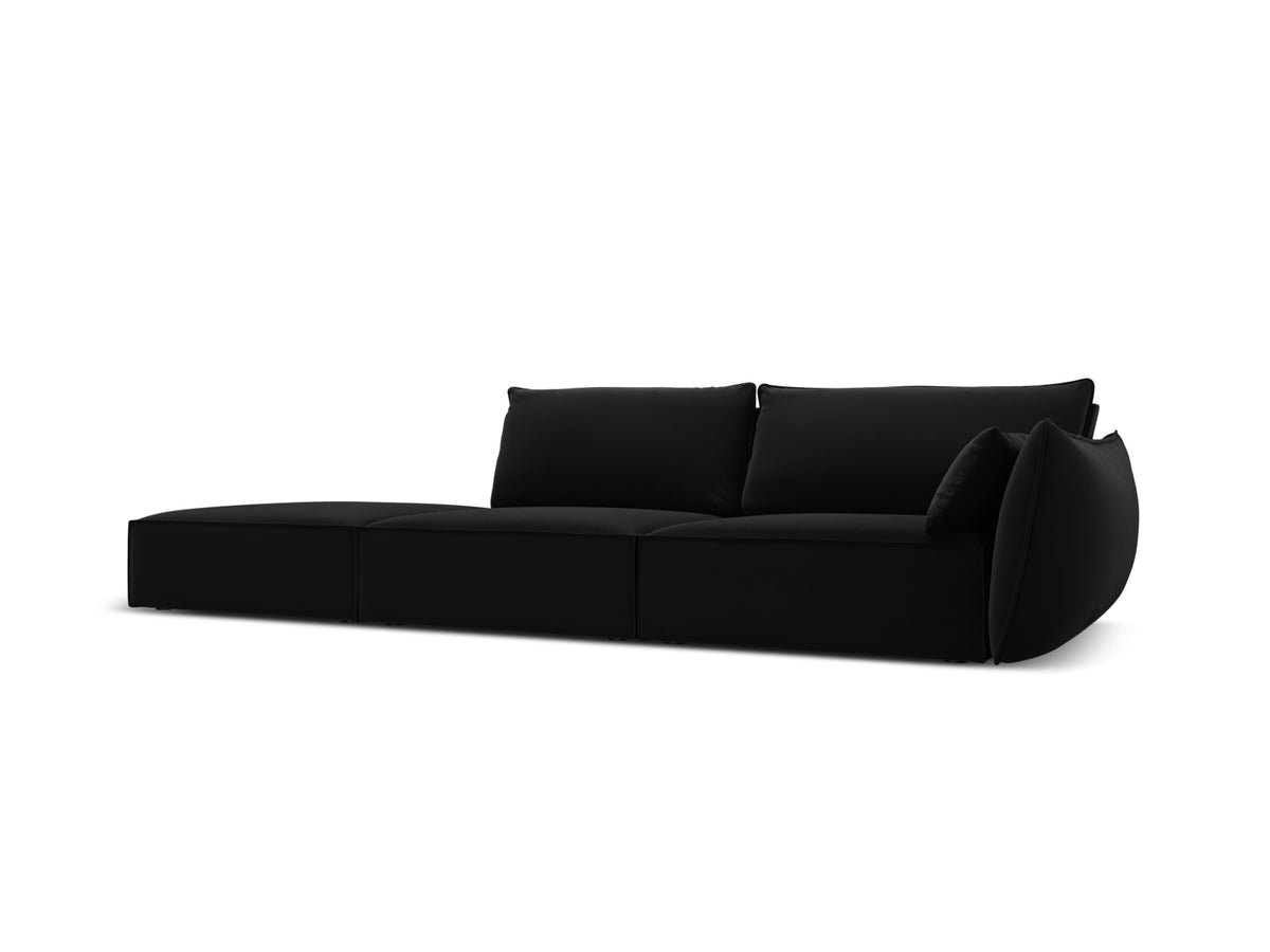 Kaelle Velour Sofa links 4 Sitzer in Black-Bluvel präsentiert im Onlineshop von KAQTU Design AG. L-Sofa links ist von Micadoni