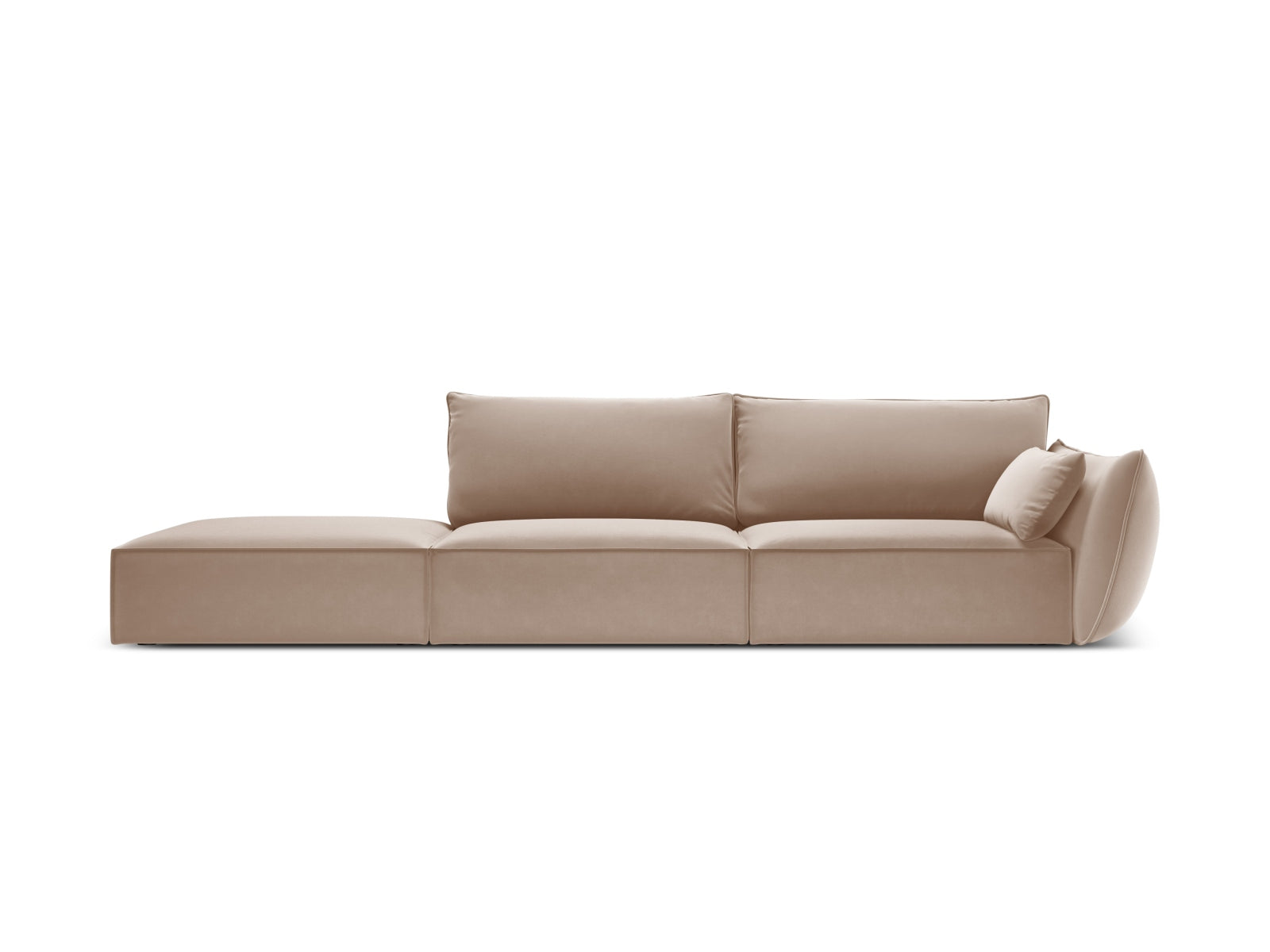Kaelle Velour Sofa links 4 Sitzer in Beige-Bluvel präsentiert im Onlineshop von KAQTU Design AG. L-Sofa links ist von Micadoni
