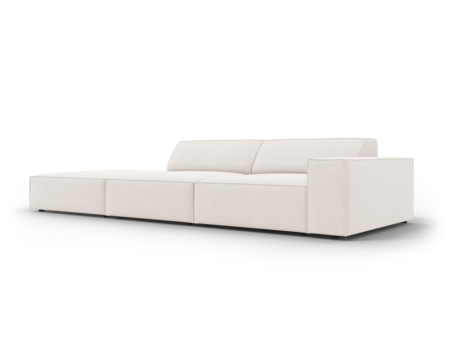 Elegantes modulares 3-Sitzer Sofa Jodie in sanftem Beige, mit offener linker Seite, ideal für stilvolle und einladende Wohnräume.