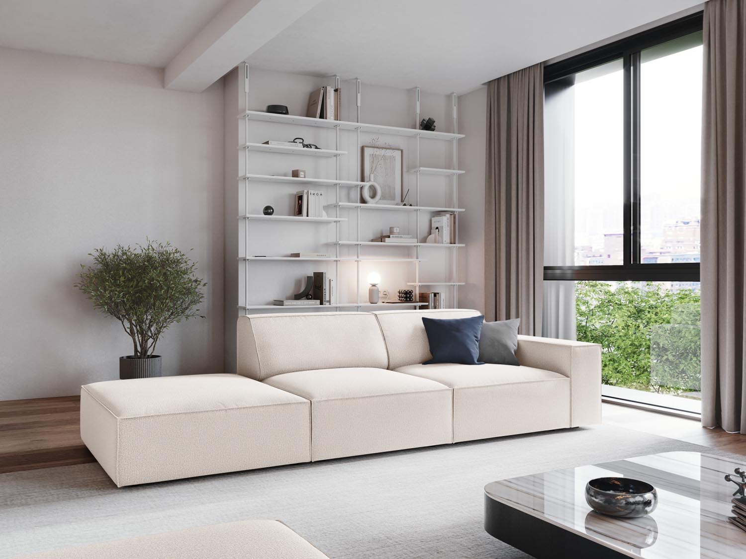 Entdecken Sie das stilvolle Jodie Modulares Sofa - Open Links 3 Sitzer von Micadoni, ideal für Ihr modernes Wohnzimmer. Vielseitig und komfortabel!