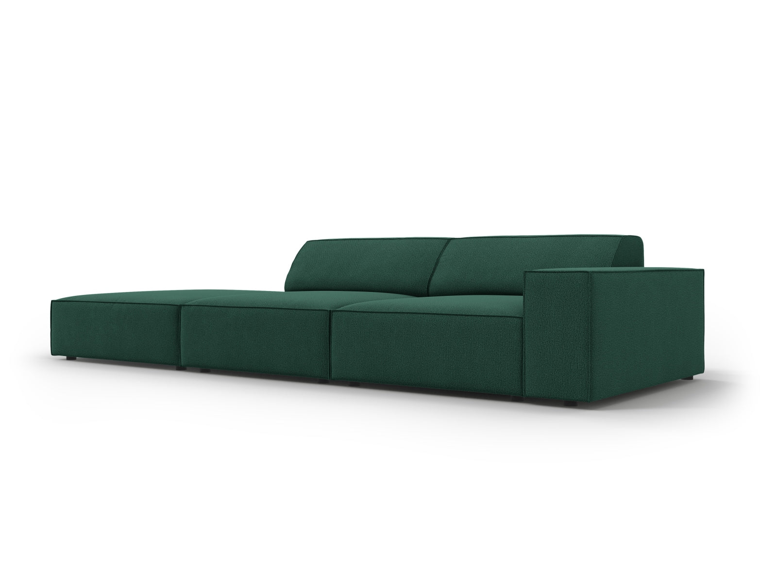 Elegantes 3-Sitzer Sofa Jodie von Micadoni in frischem Grün, mit offener linker Seite, ideal für stilvolle und einladende Wohnräume.