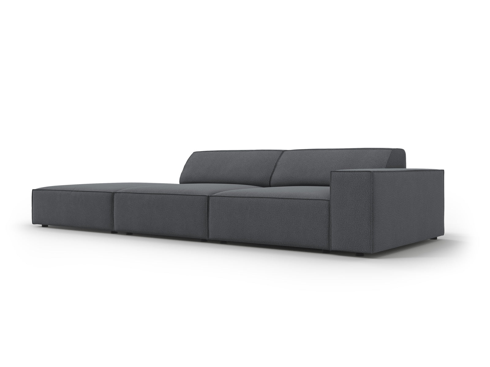Elegantes modulares 3-Sitzer Sofa Jodie in Dunkelgrau, links offen, ideal für stilvolle und einladende Wohnräume von Micadoni.