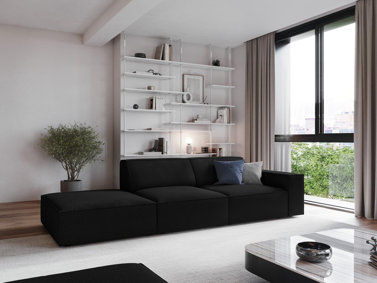 Entdecken Sie das stilvolle Jodie Modulares Sofa - Open Links 3 Sitzer von Micadoni, ideal für Ihr modernes Wohnzimmer. Vielseitig und komfortabel!