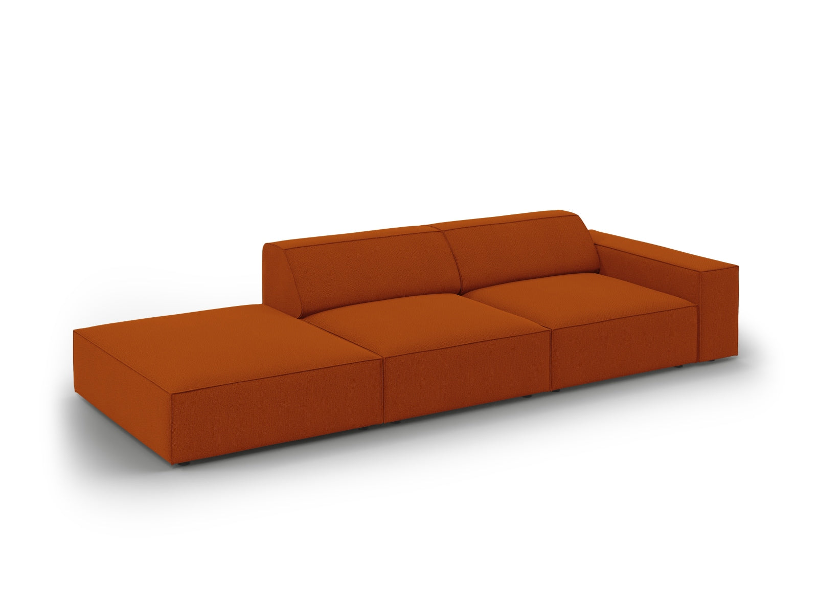 Elegantes modulares 3-Sitzer Sofa Jodie in sanftem Terracotta, mit offener linker Seite, ideal für einladende und moderne Wohnräume.